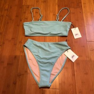 NWT Something Navy classic ribbed bikini set